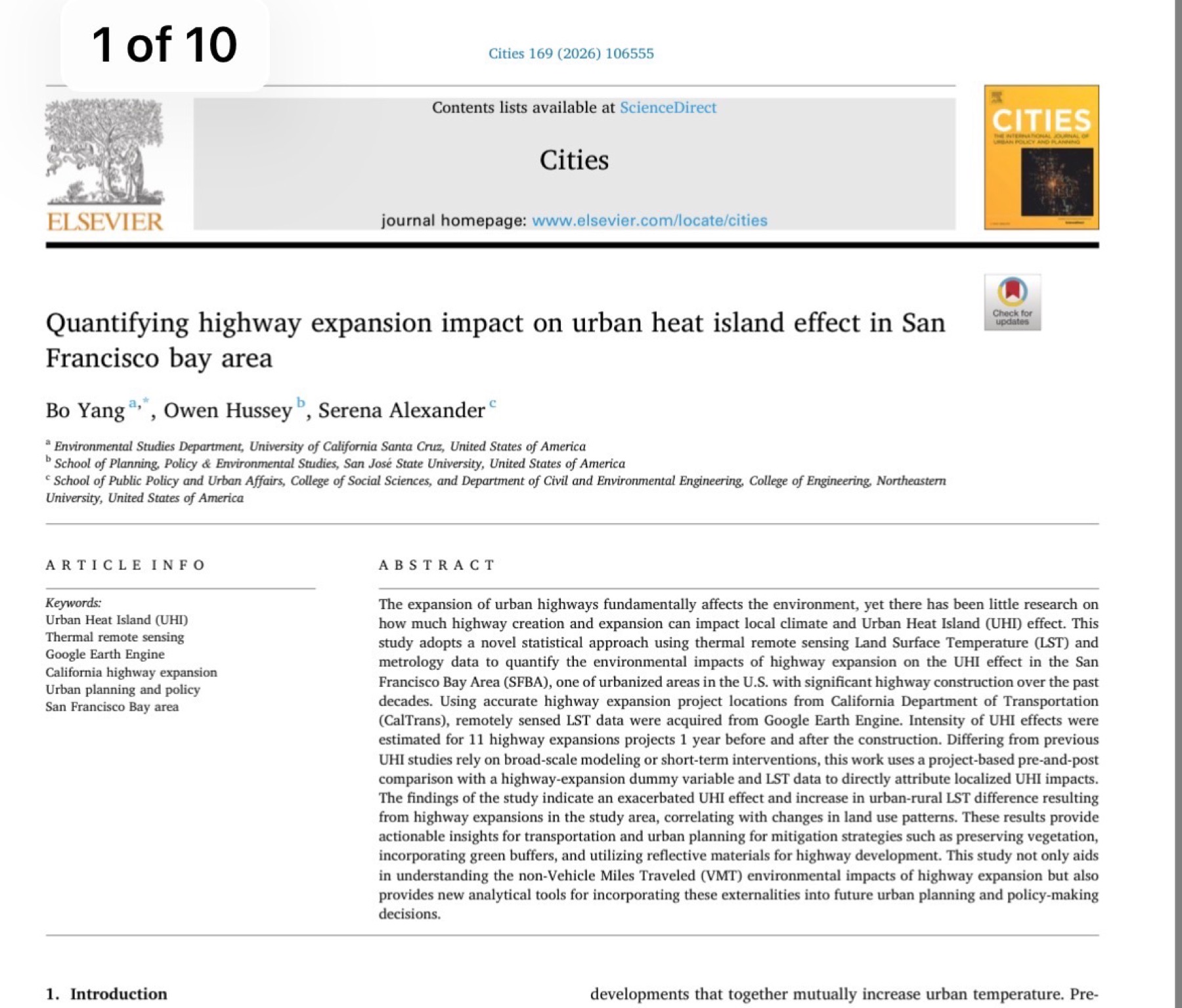 New paper: highway expansion impacts on urban heat using Google Earth Engine